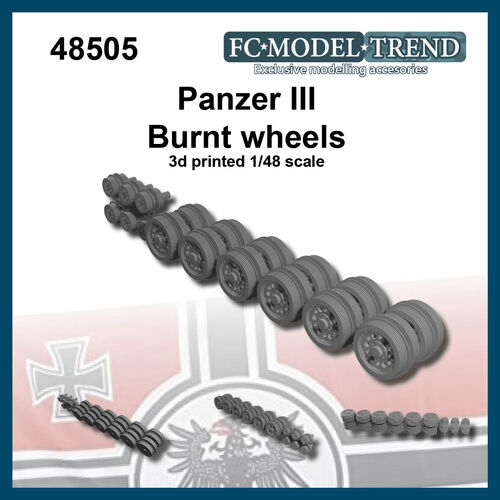 48505 Panzer III, burnt wheels, 1/48 scale.