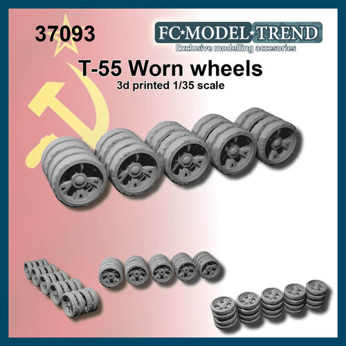 37093 T-34 Starfish worn wheels, 1/35 scale.