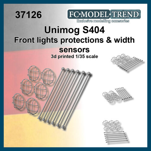 37126 Unimog S404 sensores de paso y protecciones de luces frontales. Escala 1/35