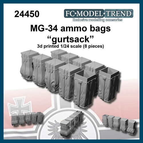 24450 MG-34 ammo bags "gurtsacks" 1/24 scale.