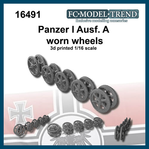 16491 Panzer I Ausf. A worn wheels, 1/16 scale.