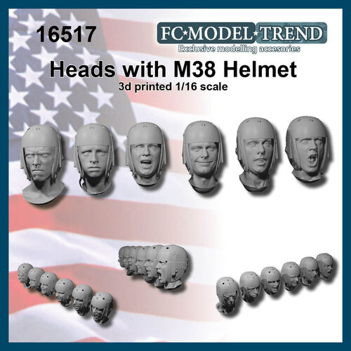 16517 Cabezas carristas USA WWII con casco M38, escala 1/16.