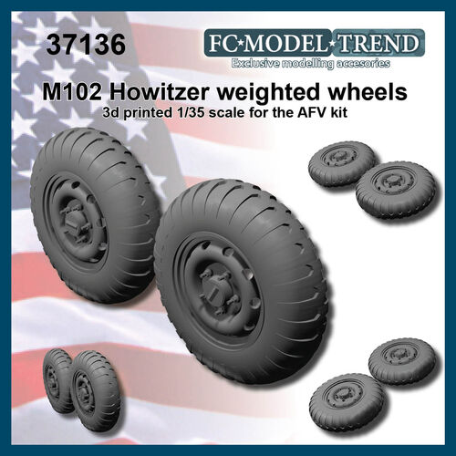 37136 M102 howitzer weighted wheels, 1/35 scale.