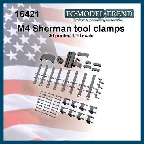 16421 M4 Sherman tool clamps and fasteners, 1/16 scale