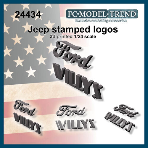 24434 Jeep logotipos estampados en relieve, escala 1/24