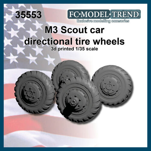 35553 M3 Scout car directional pattern tire wheels, 1/35 scale