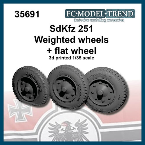 35691 Sd.Kfz 251 ruedas con peso + rueda pinchada, escala 1/35