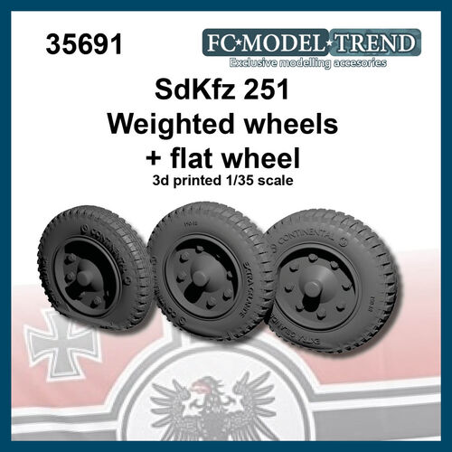 35691 Sd.Kfz 251 weighted wheels + flat wheel, 1/35 scale