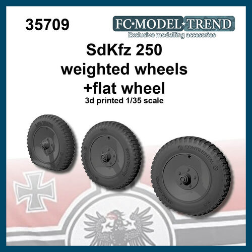 35709 Sd.Kfz. 250 weighted wheels + flat wheel, 1/35 scale