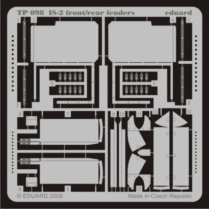 OETP098 IS-2 front fenders, 1/35 scale. Eduard PE.