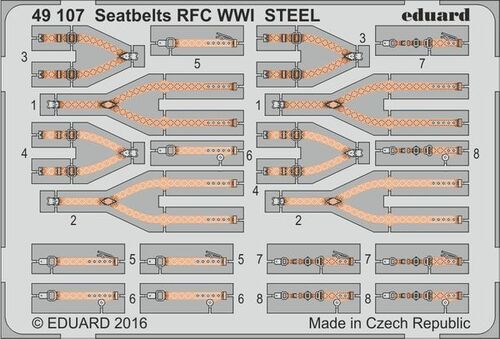 OE49107 Eduard 49107 Seatbelts RFC WWI STEEL 1/48 scale.