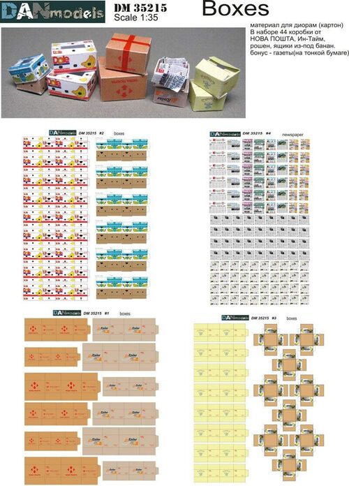 ODM35215 Dan Models 35215-1/35 Cajas Cartones, periódicos para dioramas, Cartón