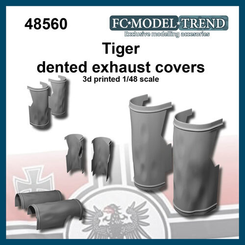 48560 Tiger, protectores de escapes abollados, escala 1/48.