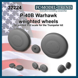 32224 P-40B Warhawk, weighted wheels, 1/32 scale.