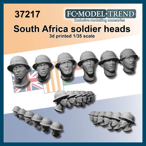 37217 South Africa soldiers heads WWII, 1/35 scale.