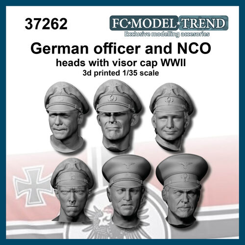 37262 German officer and NCO heads WWII, 1/35 scale.