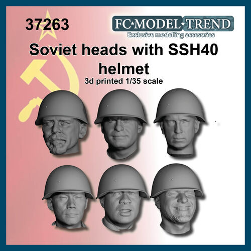 37263 Soviet solider heads with SSH40 helmet, 1/35 scale.