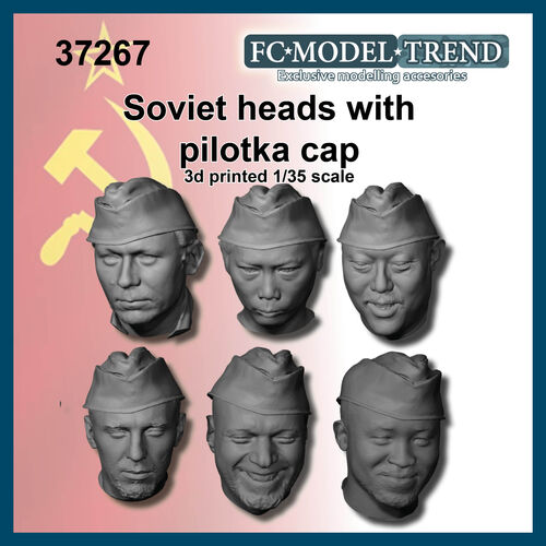 37267 Soviet soldier heads with pilotka WWII, 1/35 scale.