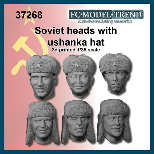 37268 Cabezas de soldados soviticos con ushanka, escala 1/35.