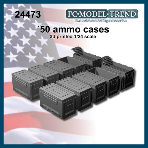 24473 50 ammo cases for browning M2, 1/24 scale.