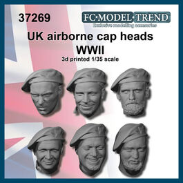 37269 UK airborne cap heads WWII, 1/35 scale.