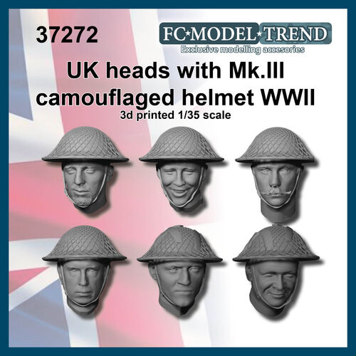 37272 UK heads with camouflaged Mk.III helmet. 1/35 scale.