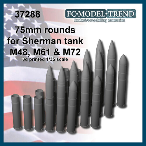 37288 75mm rounds for Sherman tank, 1/35 scale.