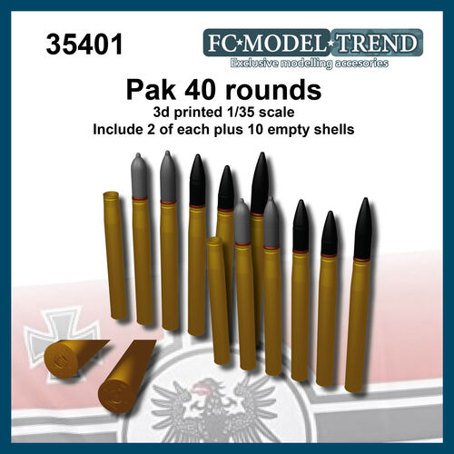 35401 Pak 40 75mm rounds 1/35 scale.