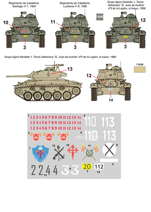 35208 M24 Chaffee in Spain decals 1/35 scale