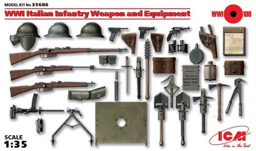 ICM35686 WWI Italian infantry weapon and equipment 1/35 scale.
