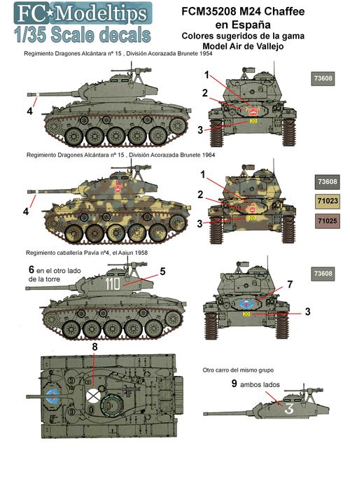 35208 M24 Chaffee in Spain decals 1/35 scale