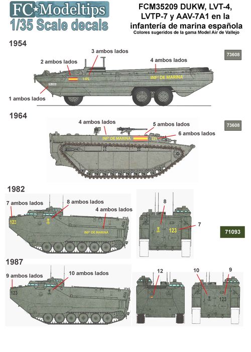 35209 Spanish marine anphibious landing vehicles decals, 1/35 scale