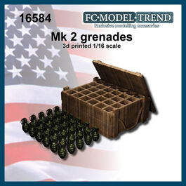 16584 US Mk.2 grenades, 1/16 scale.