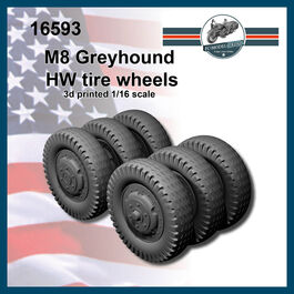 16590 M8 Greyhound wheels with HW tires, 1/16 scale.