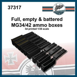 37317 Full, empty and battered ammo boxes for German MG34, 1/35 scale.
