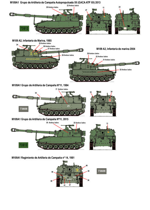 35211, M108 and m109 in Spain, 1/35 decals