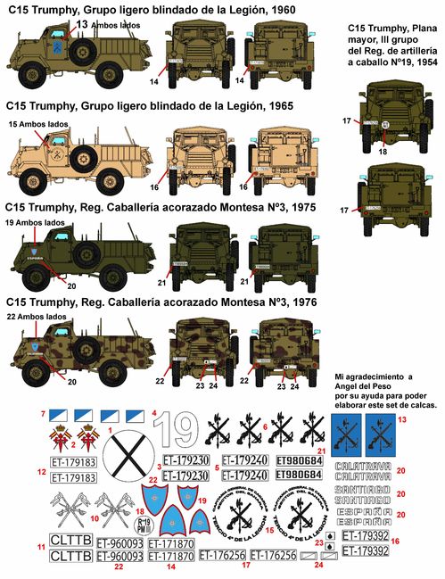 35215 M8, M20 y Trumphy en Espaa, calcas escala 1/35