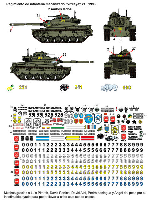 35217 M60 en Espaa, calcas escala 1/35